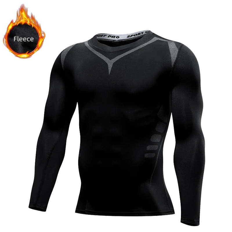 

Men Compression Running T Shirt Fitness Tight Long Sleeve Sport Tshirt Training Jogging Shirts Gym Sportswear Winter Shirts