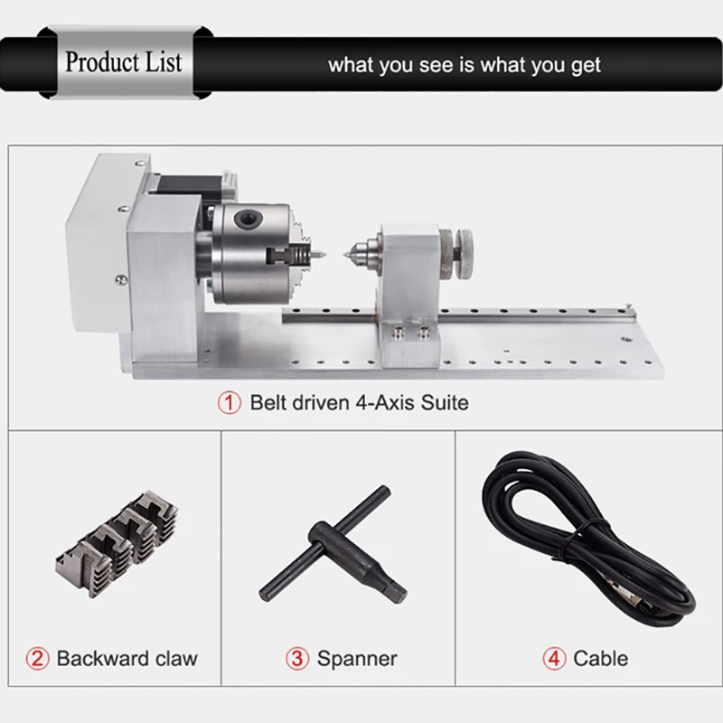 

DIY Engraving Machine Slide Rail 4th Axis Rotation Axis A Axis Chuck Rotary CNC Dividing Head CNC 3D Engraving Tools