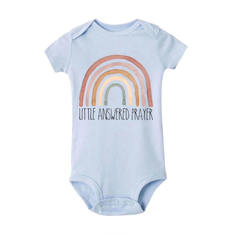 Rainbow Little Answered Prayer Newborn Bodysuit Hospital Coming Home Baby Romper  Infant Shower Gift Baby Announcement Clothes