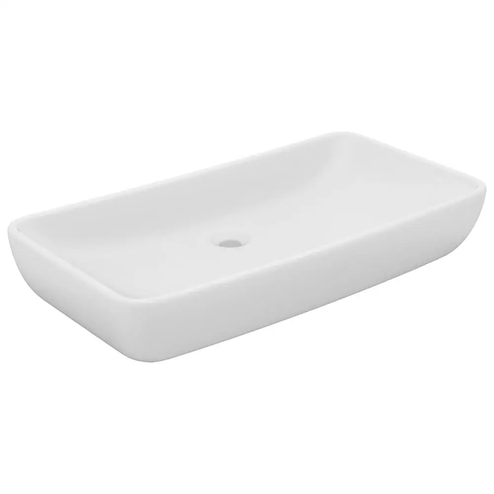 Afbeelding 8: Luxe rechthoekige wastafel, mat wit, 71x38 cm, keramiek