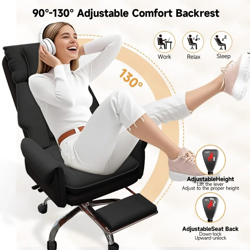 كرسي ألعاب كمبيوتر مريح عالي الظهر مع ارتفاع قابل للتعديل ومسند قدم قابل للسحب للاستخدام الثقيل