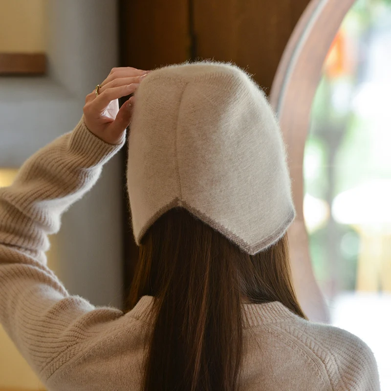 Real Cashmere Vintage Warm Bucket Hat for Women Felt Retro Dome Wool Hats Female Fashion British Style Panama Caps Bonnet