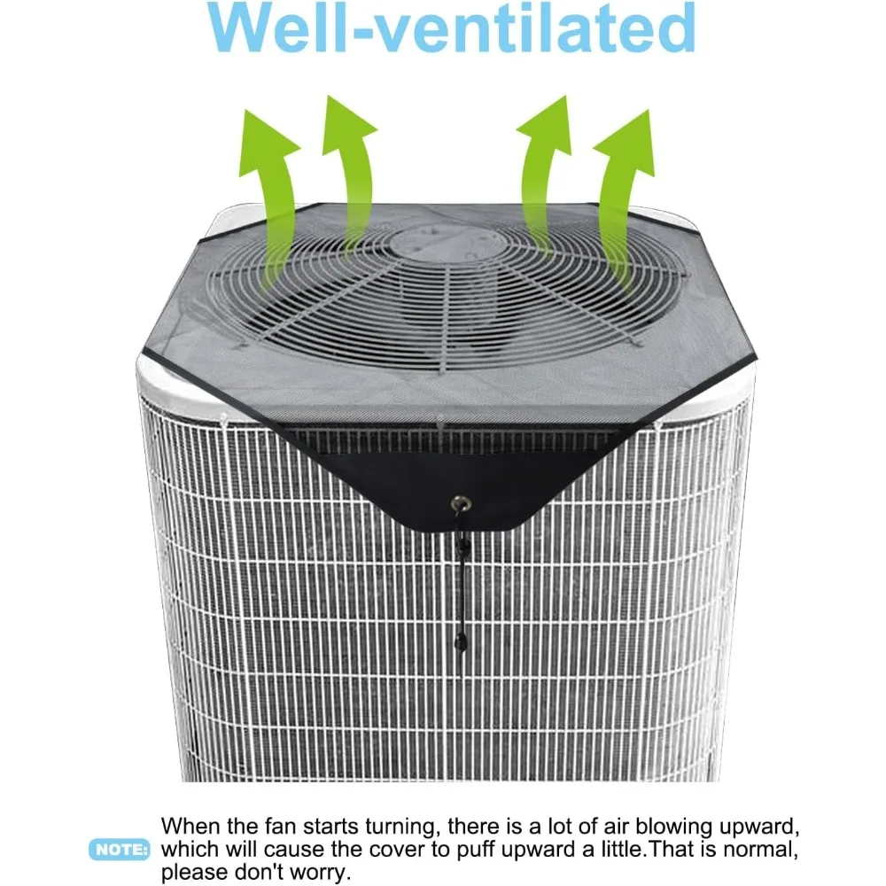 Universal All Seasons Outdoor Air Conditioner Cover for Central AC Unit 28 x 28 Inches Heavy Duty Waterproof Top Rated Mesh Protector with Adjustable Straps Defends Against Snow Rain Leaves Dirt UV Rays and Harsh Weather