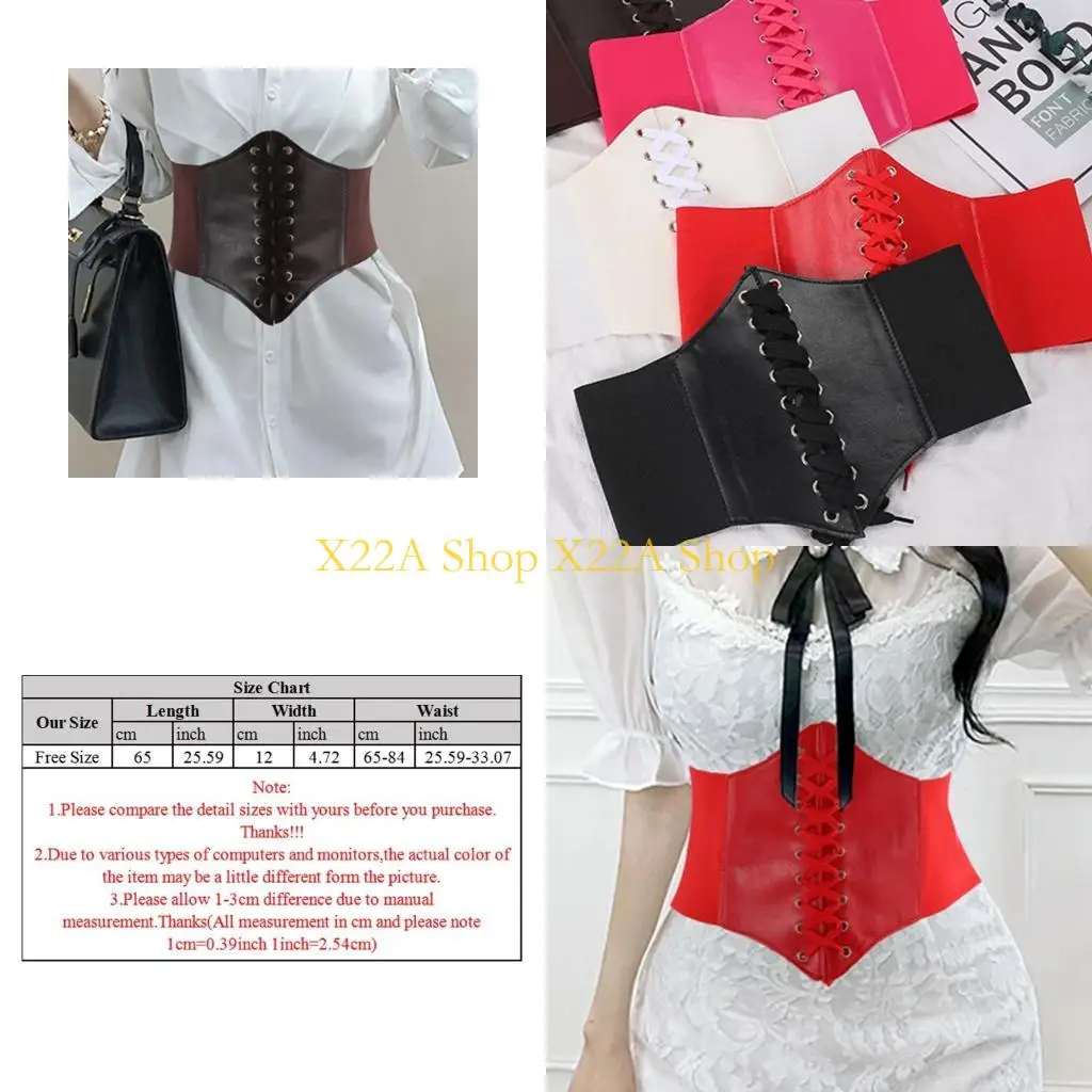 

Unique Women Faux Leather Underbust Corset Waist Belt Steampunk Sexy Lace-Up Bustier