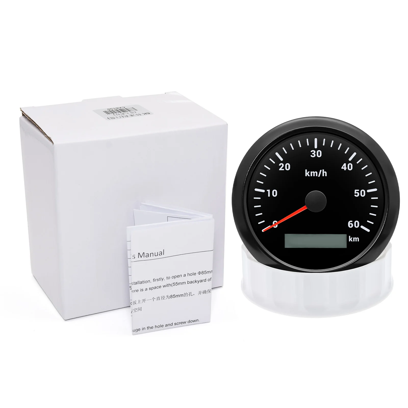 7 Color LED Speedometer 60KMH 85MM Pulse Gauge Hall Sensor for Pulse Signal for Motorcycle Boat Car Truck Speed Gauge 9-32V