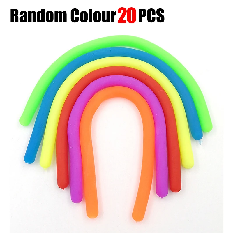 20PCS Noodle Pack Stretchy Strings Fidget Toys Silent Fidget Relieve Stress Adult Anxiety Stress Autistic Toys for Kids Adults