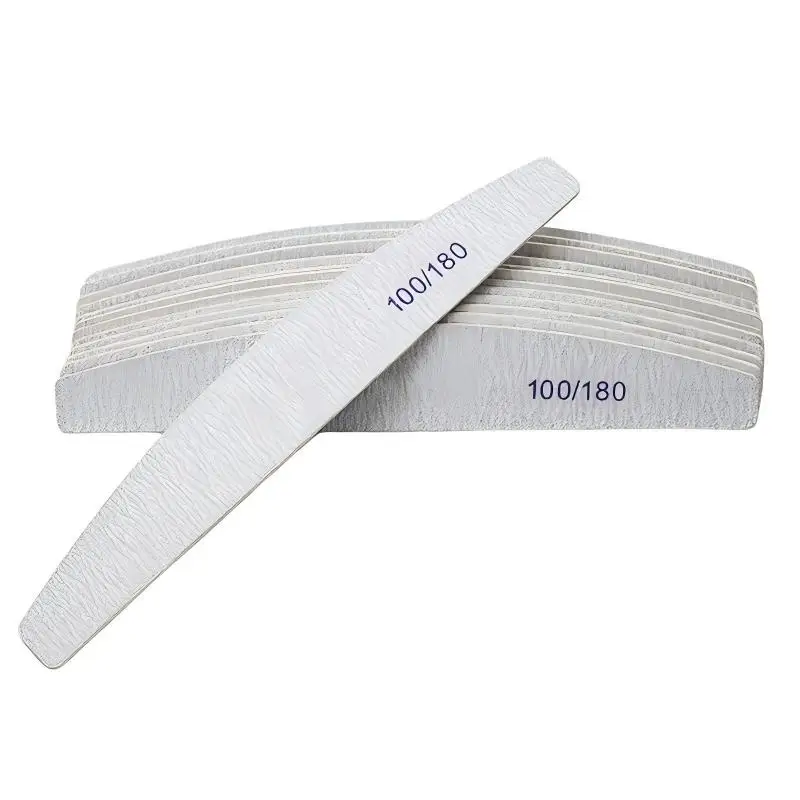 Gray Crescent-Shaped Nail File, Special Sanding Strip for Manicure, Double-Sided Polishing and Shaping Tool 100/180 180/240