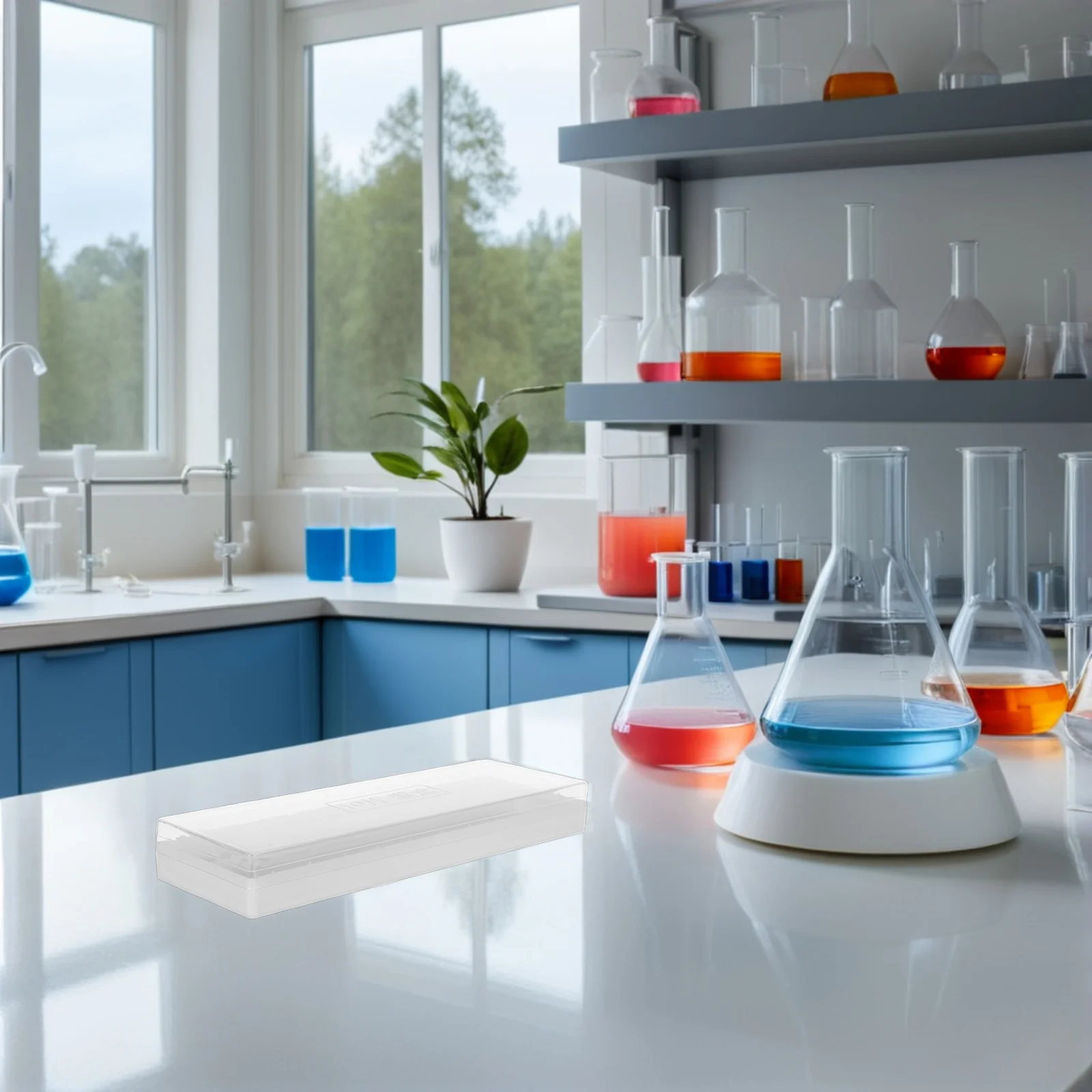 علم الأمراض الشريحة صندوق الرطوبة البلاستيك المجهر حامل الشريحة 11.79X3.93X1.57In لتخزين عينة المختبر واضح المحمولة