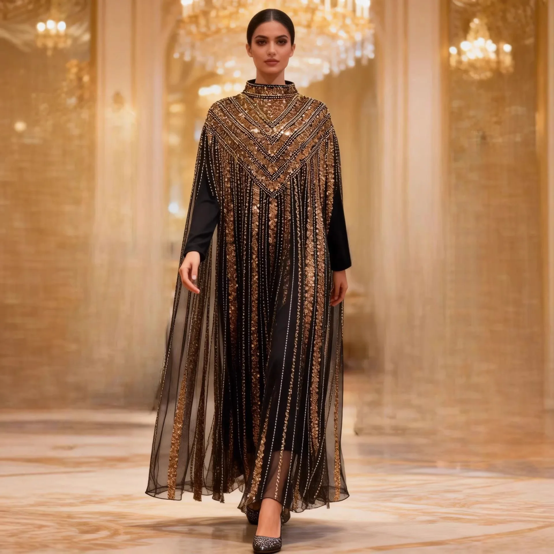 

Eid Dress Suit Women Party Dresses Abayas 2 Piece Set Jalabiya Sequins Vestidos Ramadan Muslim Dubai Kaftan Islam Arab Long Robe