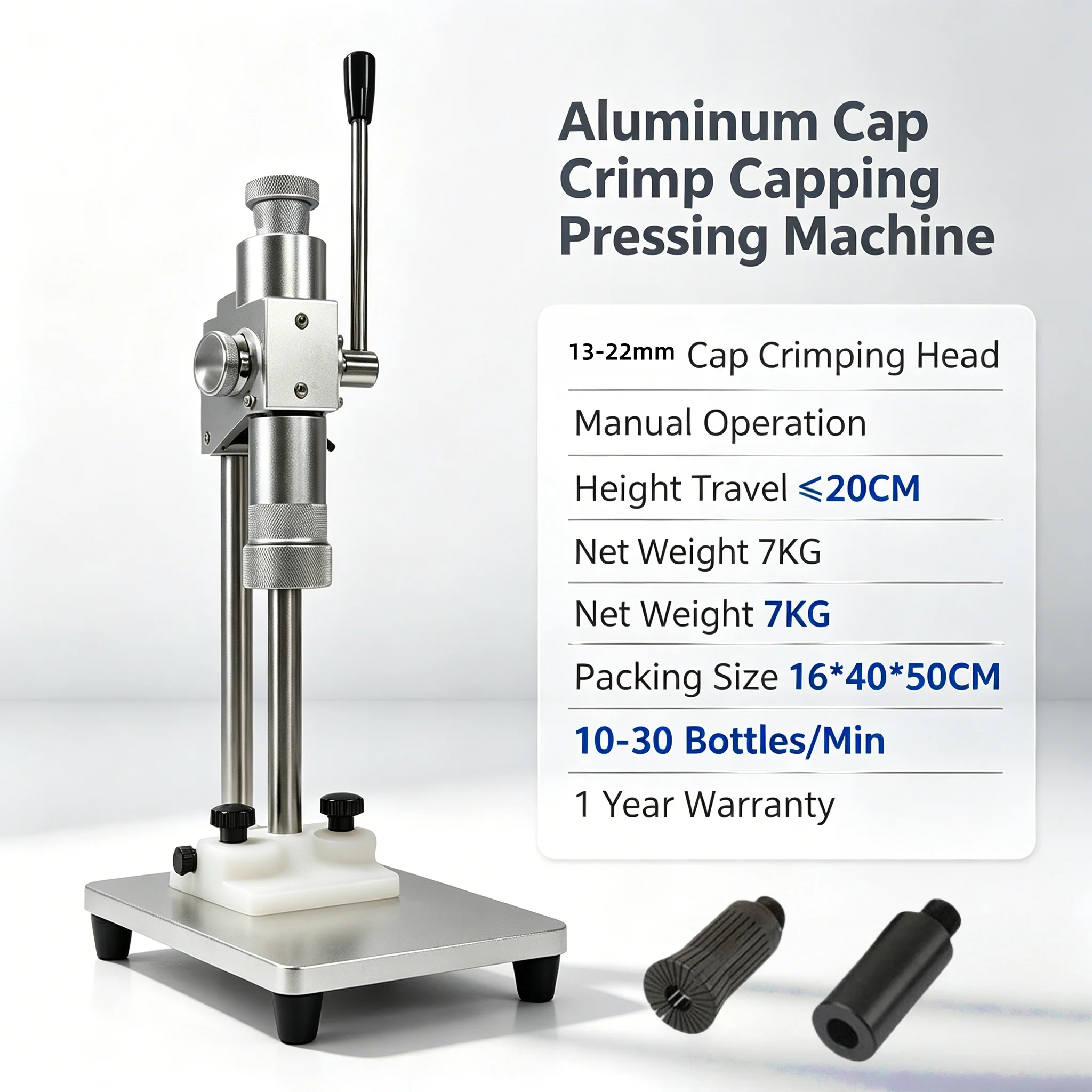Manual 13mm 15mm 18mm 20mm 22mm Metal Press Aluminium Capping Neckline Gear Plastic Perfume Bottle Crimping Sealing Machine