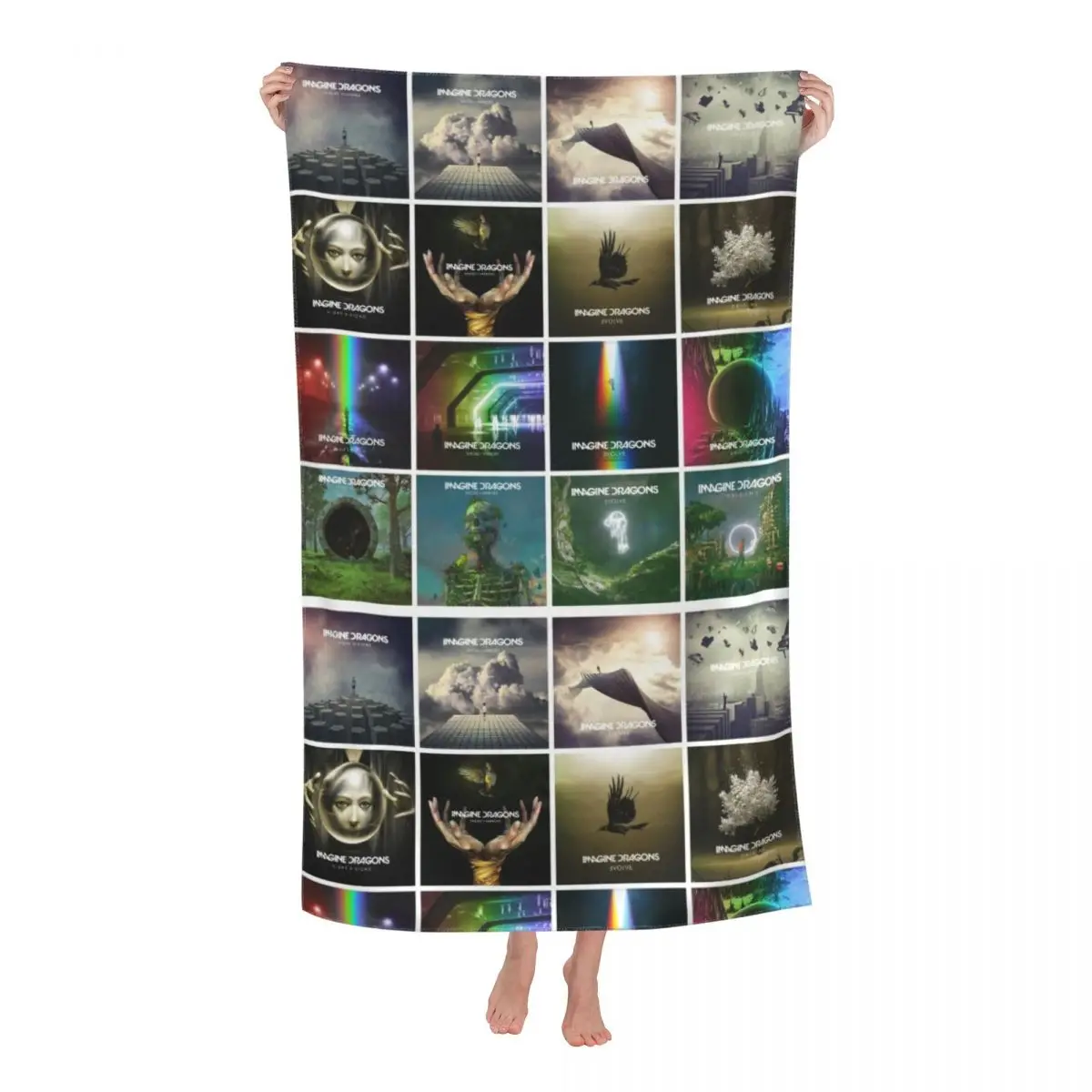 Custom Dragons Imagine Evolve Beach Towel Heavy Rock Band Breathable Microfiber Pool Towels