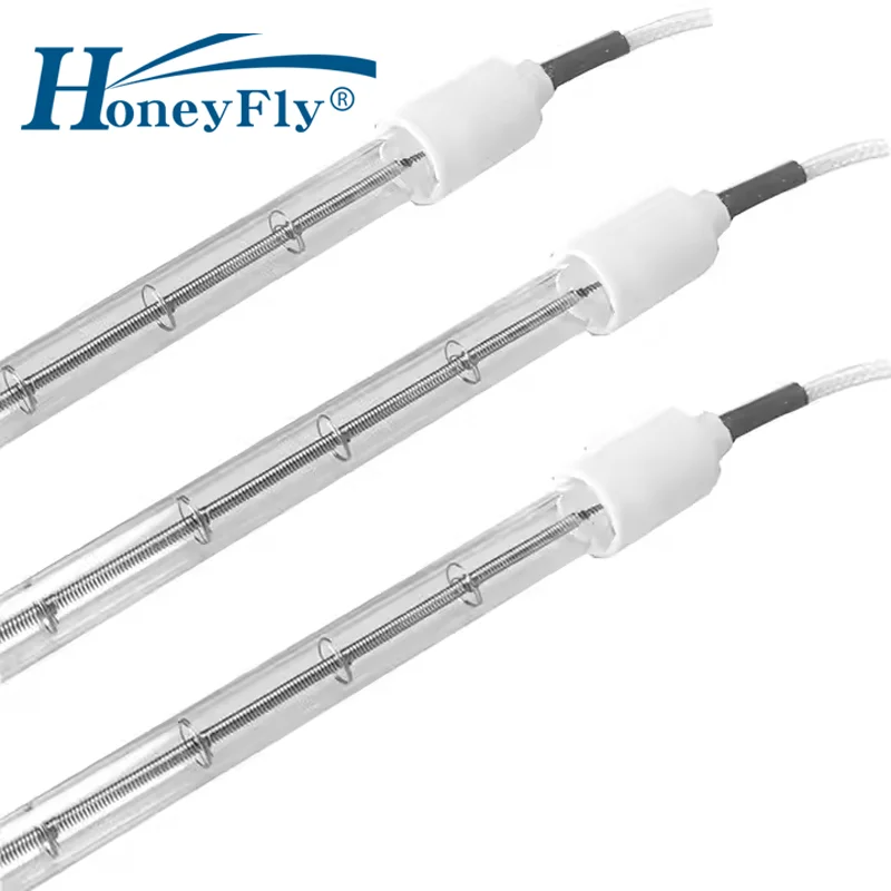 HoneyFly 10pcs Infrared Heater Lamp 220V 800W 900mm IR Halogen Clear Heating Tube Twin Spiral  Infrared Drying Quartz