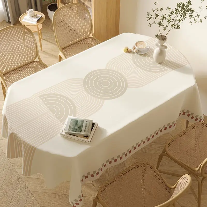 140x220CM Oval Tablecloth Oil-proof, Water-proof, Heat-resistant, Wash-free Nordic PVC Tablecloth for Table and Coffee Table