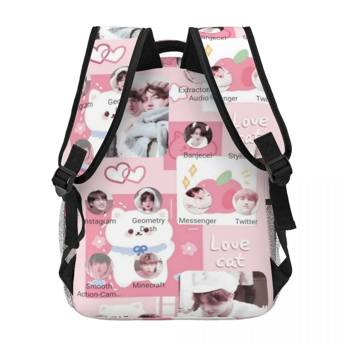 Mochila leve impressão, bolsa de escola padrão elegante, B-T-S, 17 Polegada, Novo