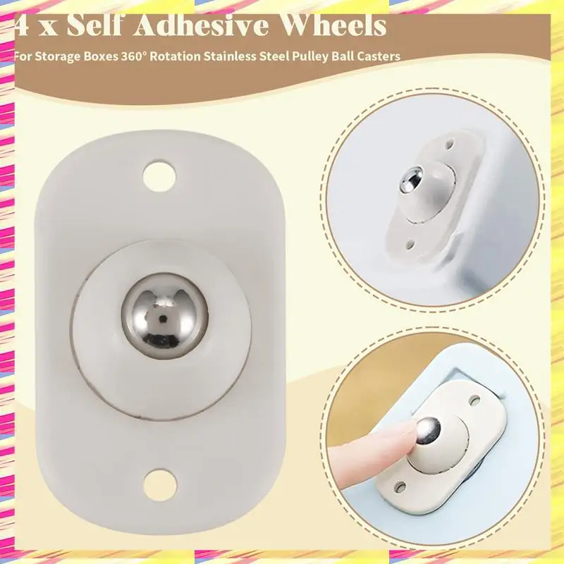 ABJJ Stainless Steel Mini Swivel Caster Wheels With 360 Degree Rotation For Furniture, Storage Boxes, Cabinet, Trash