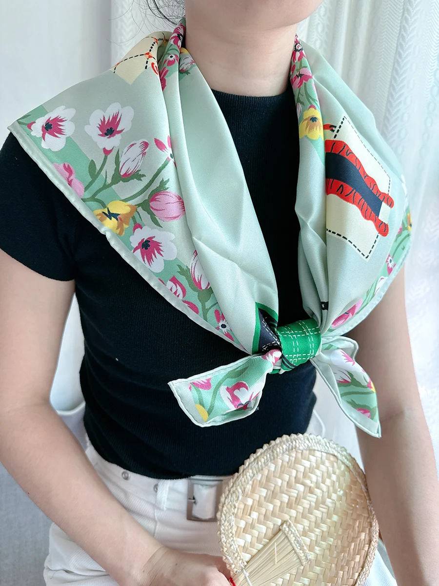 الأخضر وشاح فولارد العلامة التجارية مصمم جودة عالية جديد في Vip وشاح منديل اليد توالت 90 سنتيمتر 100% الحرير الخالص d وشاح 90x90 سنتيمتر