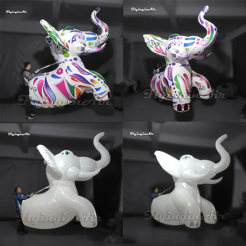 3m Funny Parade Performance Colorful Wearable Inflatable Elephant Costume Walking Blow Up Parade Animal Suit For Circus Show