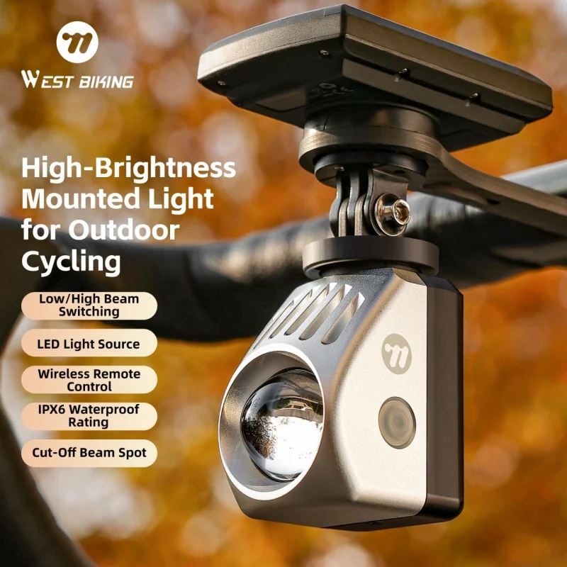 

WEST BIKING 1600LM Bicycle Hanging Light Remote Control 6061 Aluminum Alloy Bike Light IPX6 All-weather Smart Cycling Headlamp