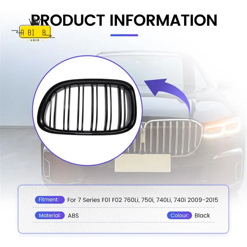 

ABIB -Grill Grille Gloss Black Kidney Sport For BMW F01 F02 7-SERIES 730D 740D 750D