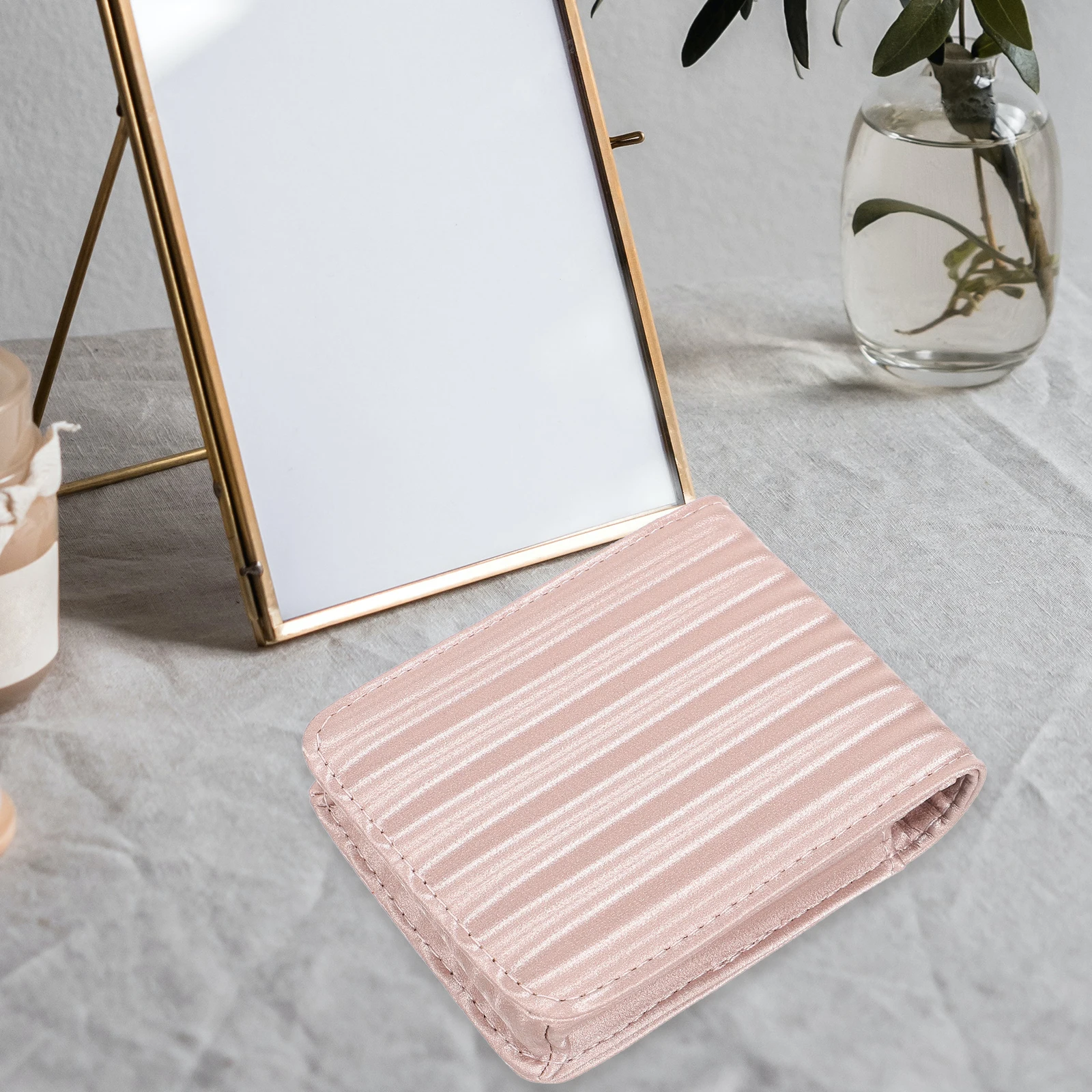 ミニ PU リップスティックケース 落下防止 耐衝撃 内蔵ミラー付き コンパクトリップスティックホルダー 小さなバッグ 財布用