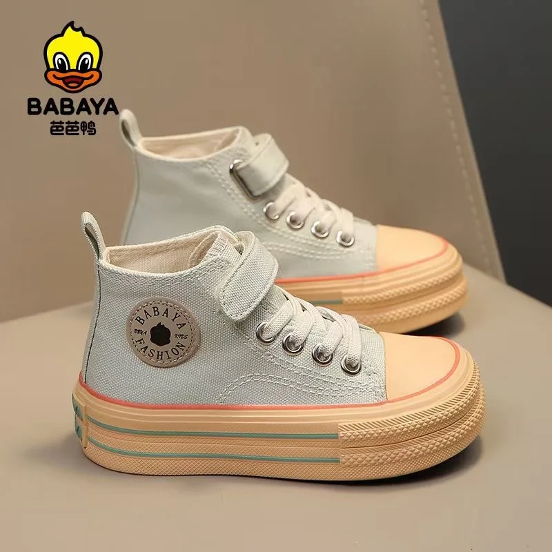 babaya 2024 Spring New High Top Children\'s Canvas Shoes for girl breathable Boys Shoes kids Board Shoes Autumn fashion sneakers