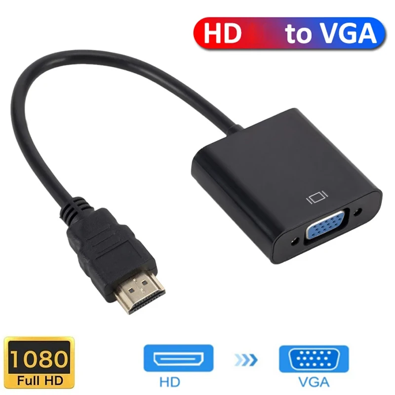 Full HD 1080P HDMI-compatible To VGA Cable Adapter Converter Male to Female Converter Adapter for Tablet Laptops PC TV Box PS4