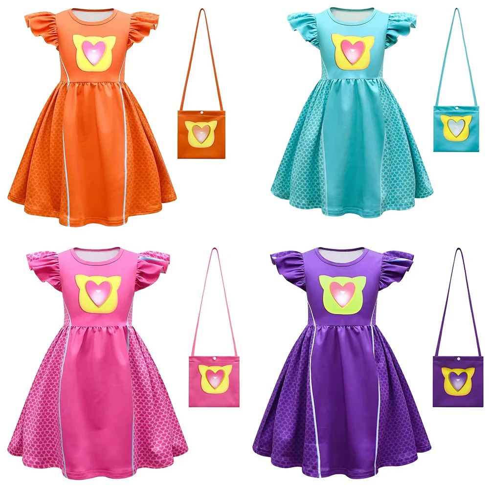 

Детское удобное платье с изображением кота из мультфильма, с летающими рукавами, подходящий костюм для косплея для девочек, праздничное платье на день рождения