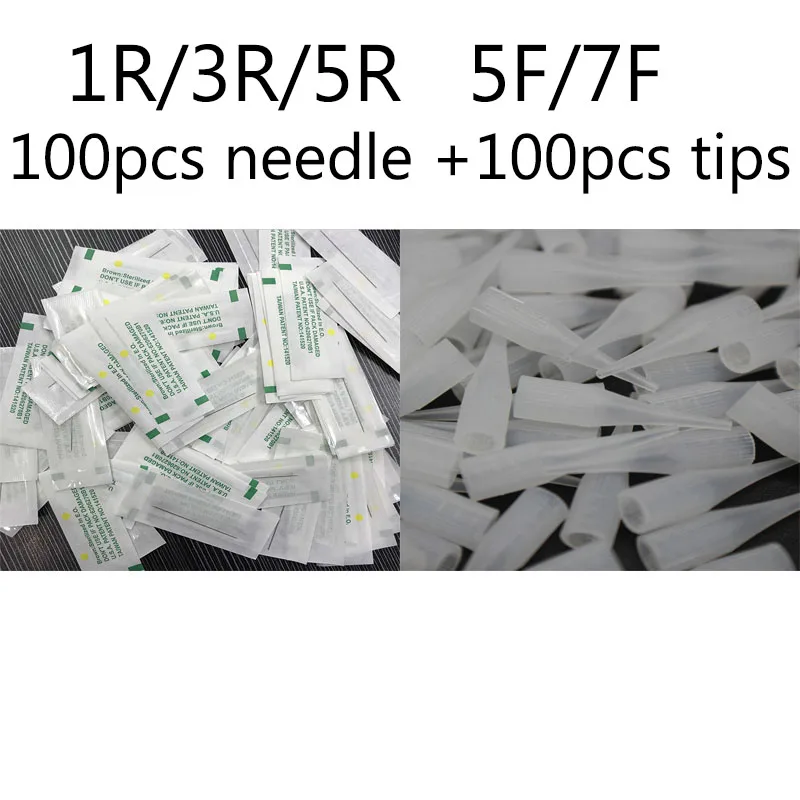 

100PCS 1R 3R 5R 5F 7F PMU Needles + Needle Tips Disposable Sterilized Professional Tattoo needles for Permanent Makeup Eyebrow