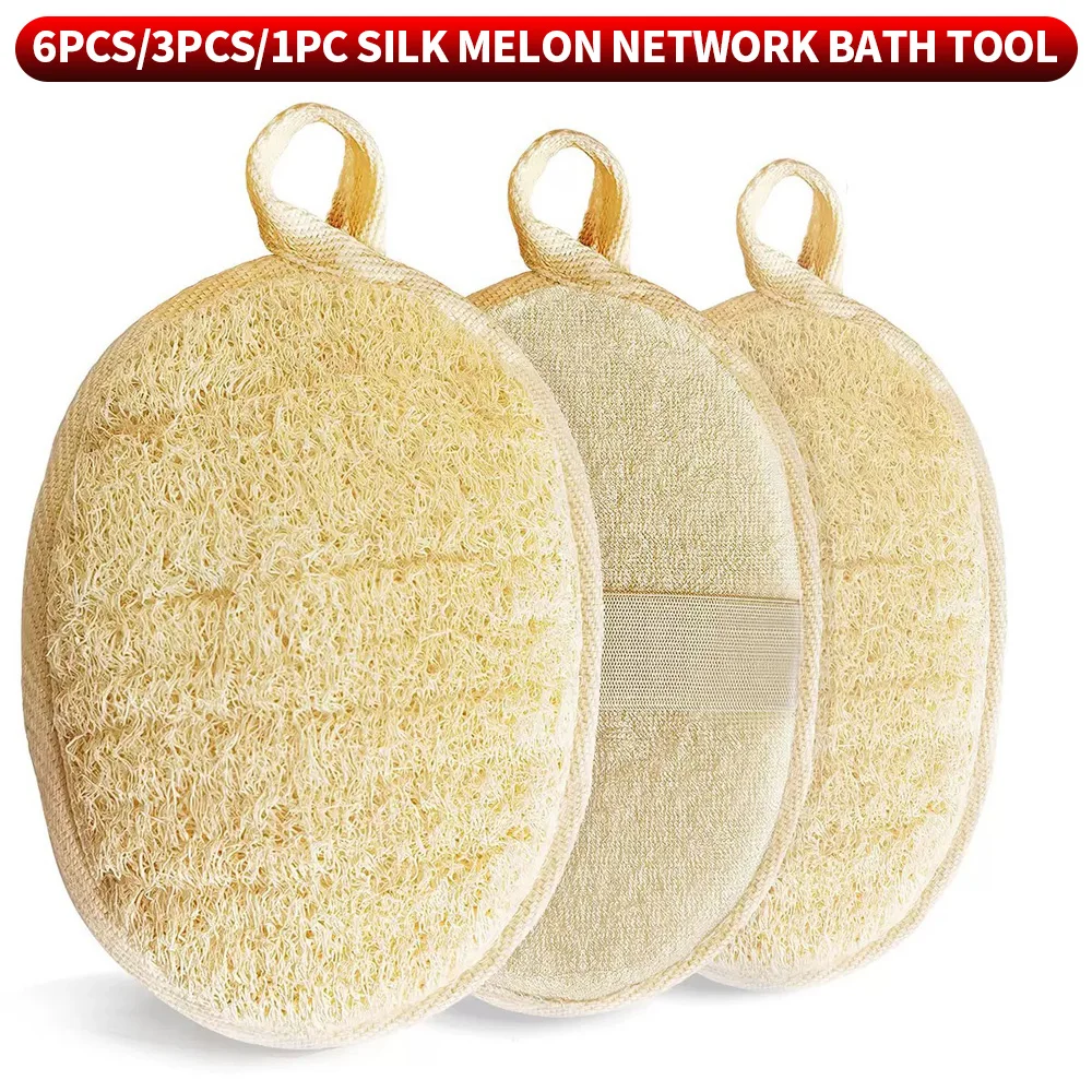 6/3/1-T Natural Silk Melon Rubbing Patch, Rubbing Towel, and Bathing Tool - Suitable for Home Bathroom Essential Bathing Tools