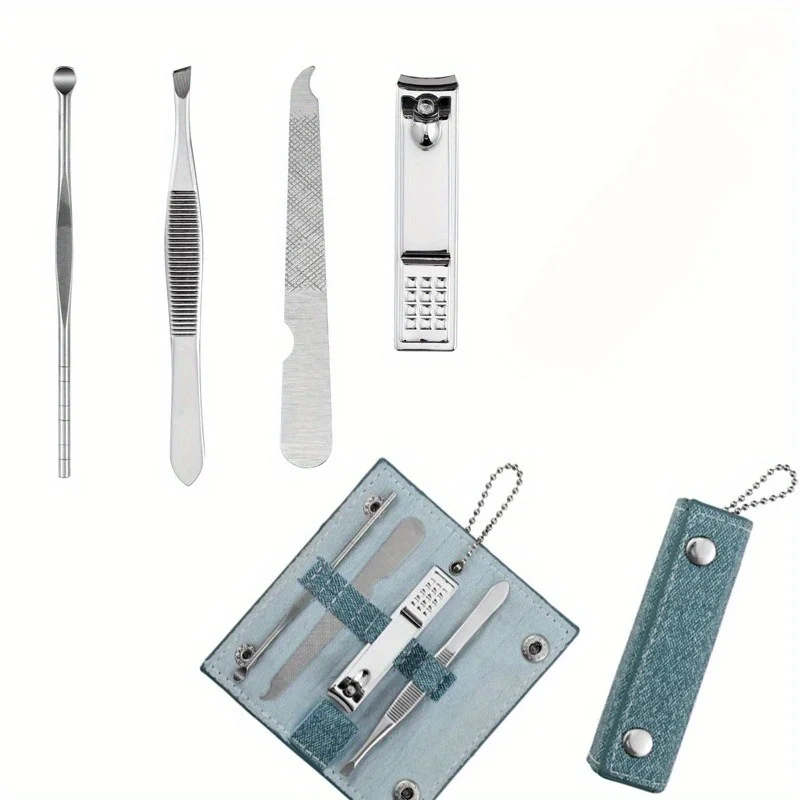 4Pcs/Set Nail Scissors Set（Nail Clipper + Nail File + Eyebrow Tweezers + Ear Spoon） Special Nail Clippers Manicure Beauty Tools