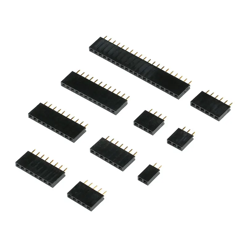2~40P 2.54mm Pitch Single Row Female PCB socket Board Pin Header Connector Strip Pinheader 2/3/4/6/10/12/16/20/40Pin For Arduino