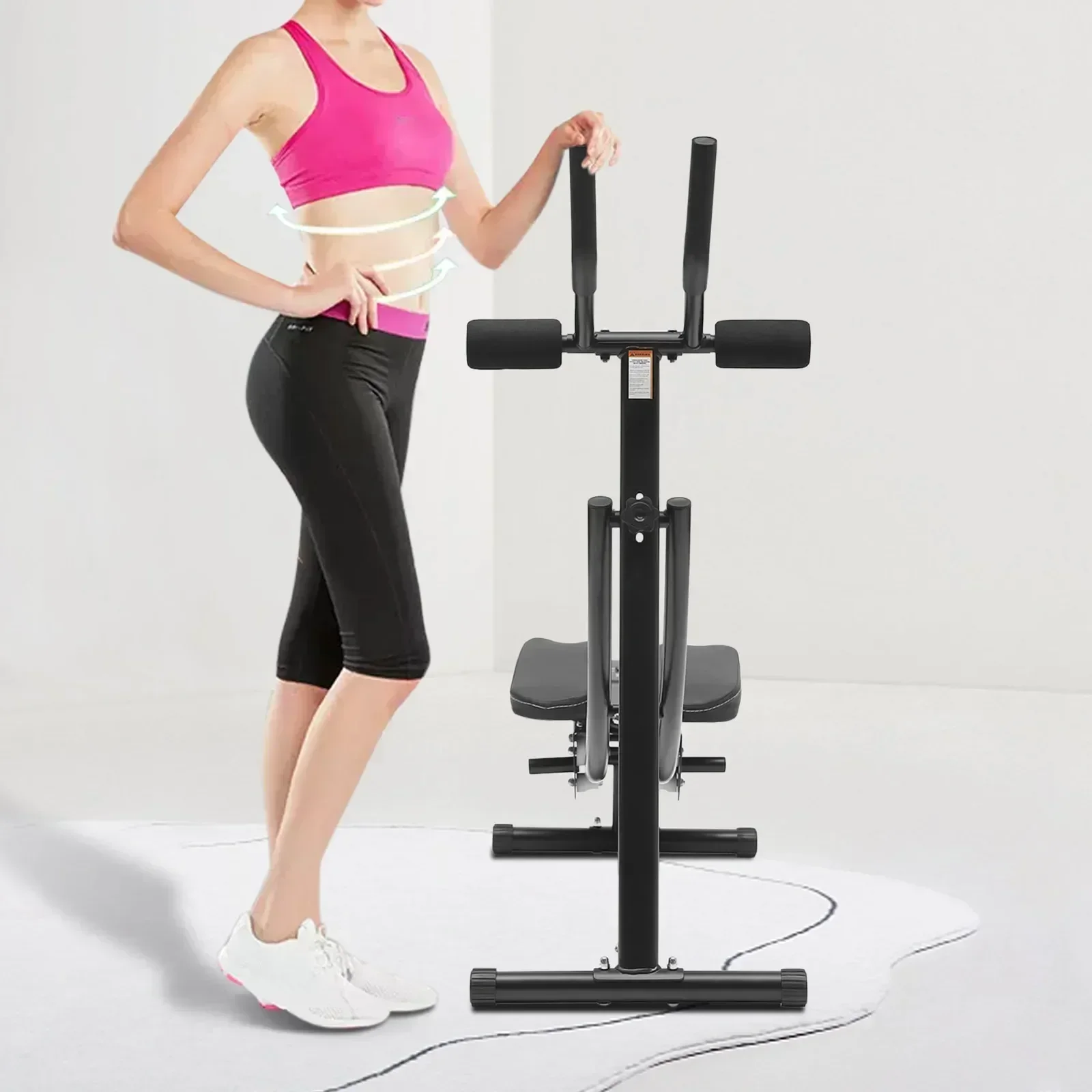 

Ab Workout Equipment 150kg/ 330lbs Load for Home Gym, Abs Crunch Core Training Machine, 3 Level Adjustable W/ LED Monitor
