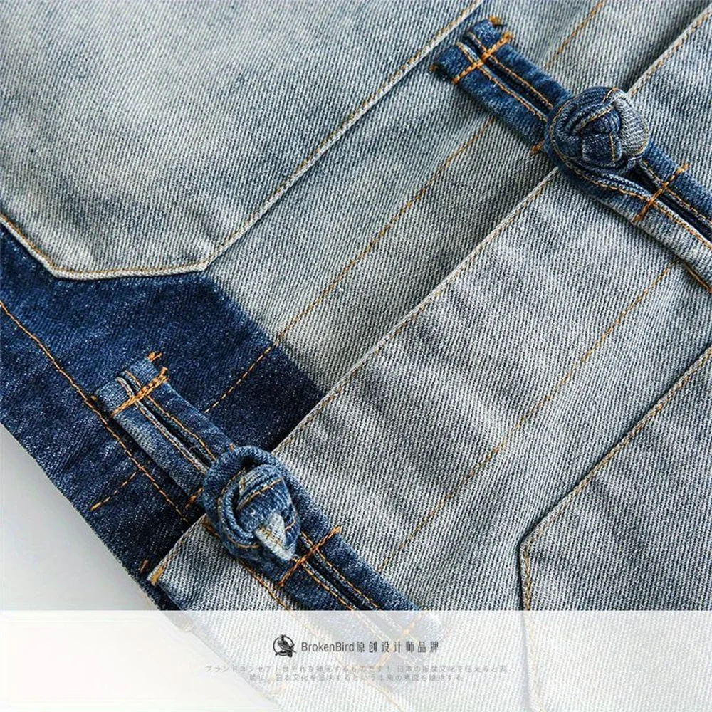 Spring American fashion washed to do old disc buckle denim jacket men to trustee-Chinese style jacket street casual coat