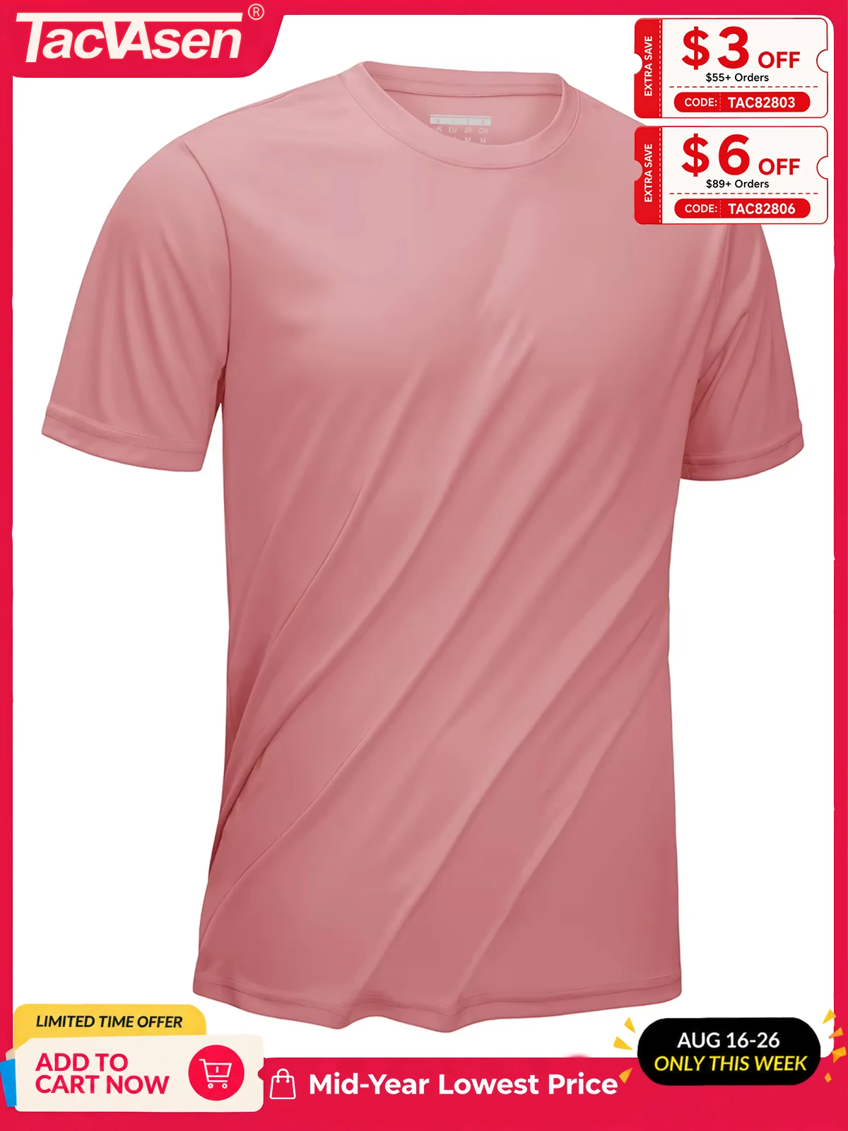 TACVASEN UPF 50+ Men's Summer Breathable T-Shirt