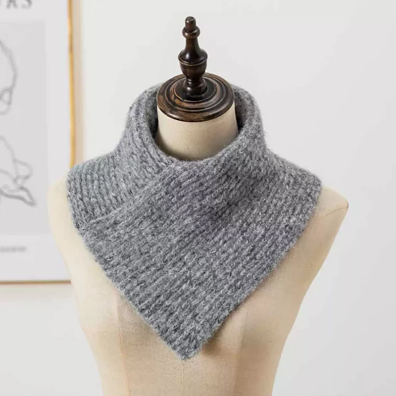 Damen-Halsketten, Winter-Strickschal, weicher Fleece-Dreiecksschal, dicker, warmer Halswärmer, thermische Kleidung für kaltes Wetter, Accesso – Detail 8