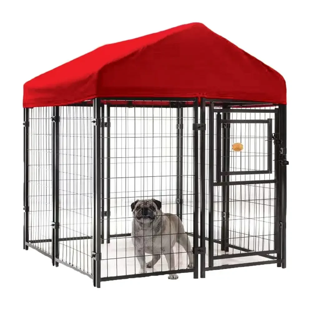 Wire Dog Kennel with Hammertone Finish and Waterproof Cover Expandable and Lockable Ideal Dogs and Cats 4ft x 4ft x 4.3ft