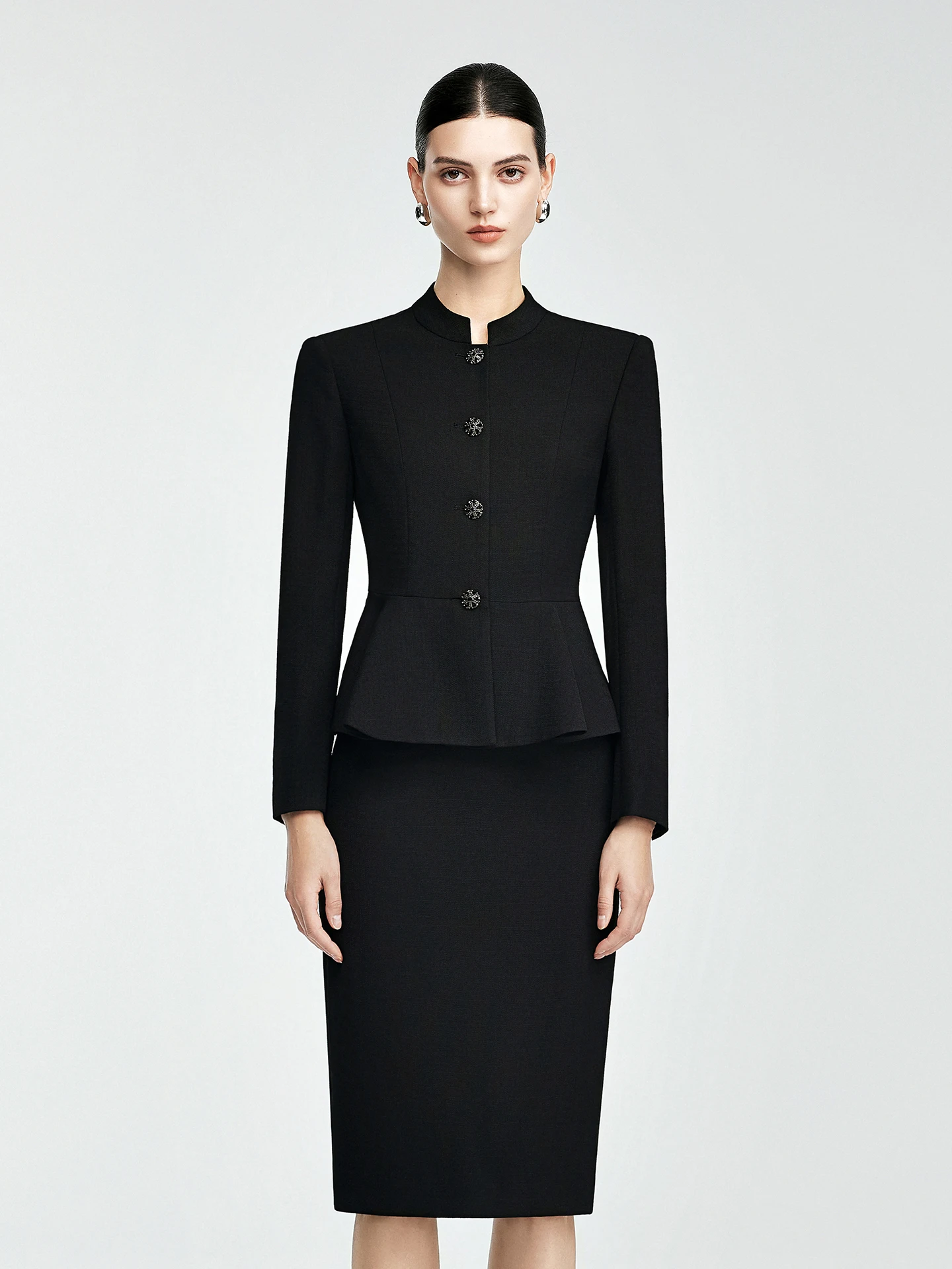 

Elegant Chinese Style Stand Collar Suit Set for Women Spring 2026 High Waist Cinched Professional Formal Occasion Outfit