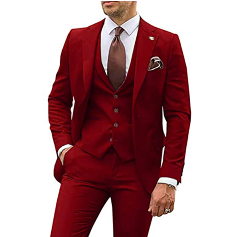 Classic Men's Suit for Wedding 3 Piece Slim Set Groomsmen Wedding Dress Best Man Party Wear Bussiness Suits for Men Plus Size