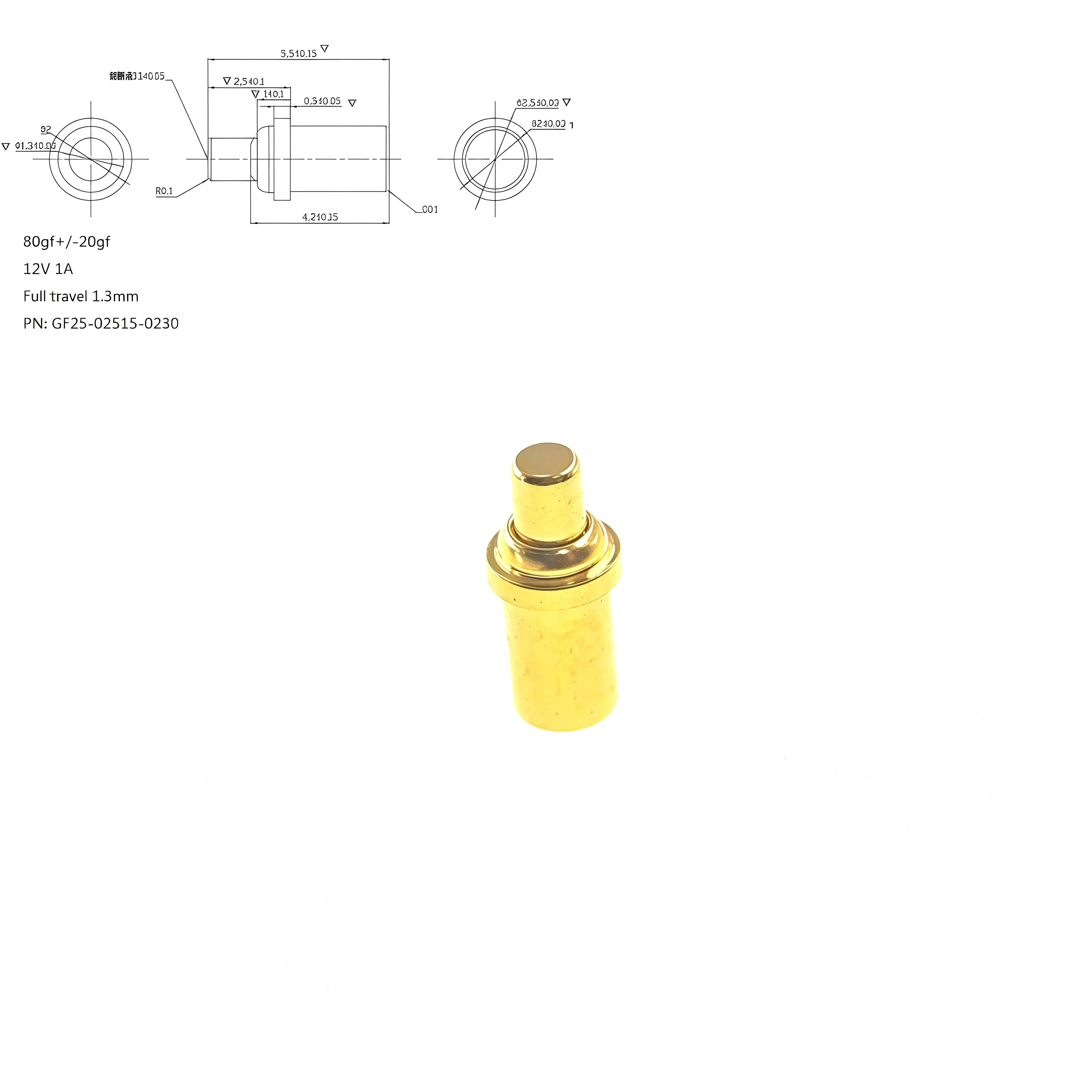2/5/20/100 Pcs Outer Diameter Flange 2.5 3 4 5 5.5 6 MM Spring Loaded Pogo Pin No Tail Connector Through Hole Board Solder Mount