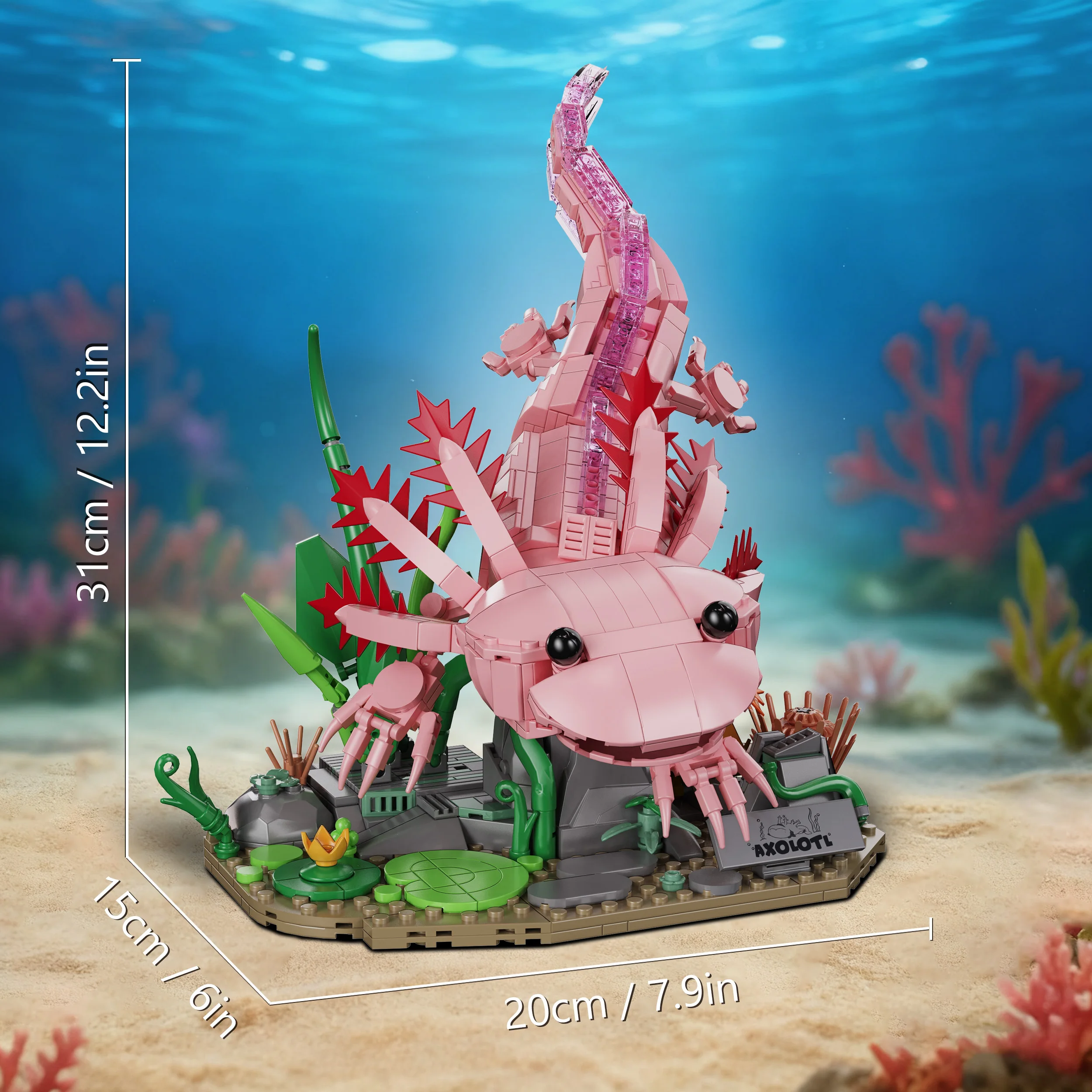 998PCS Creatieve Aquatische Amfibie Axolotl Model Bouwstenen Bouwstenen Speelgoed Cadeau Voor Kinderen Volwassen