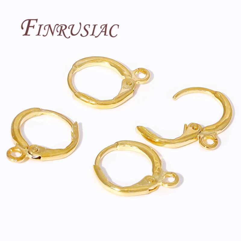 18K Gold Plated Brass Earring Hooks For Jewelry Making,Fastener Earwires Earrring Setting Accessories DIY Findings