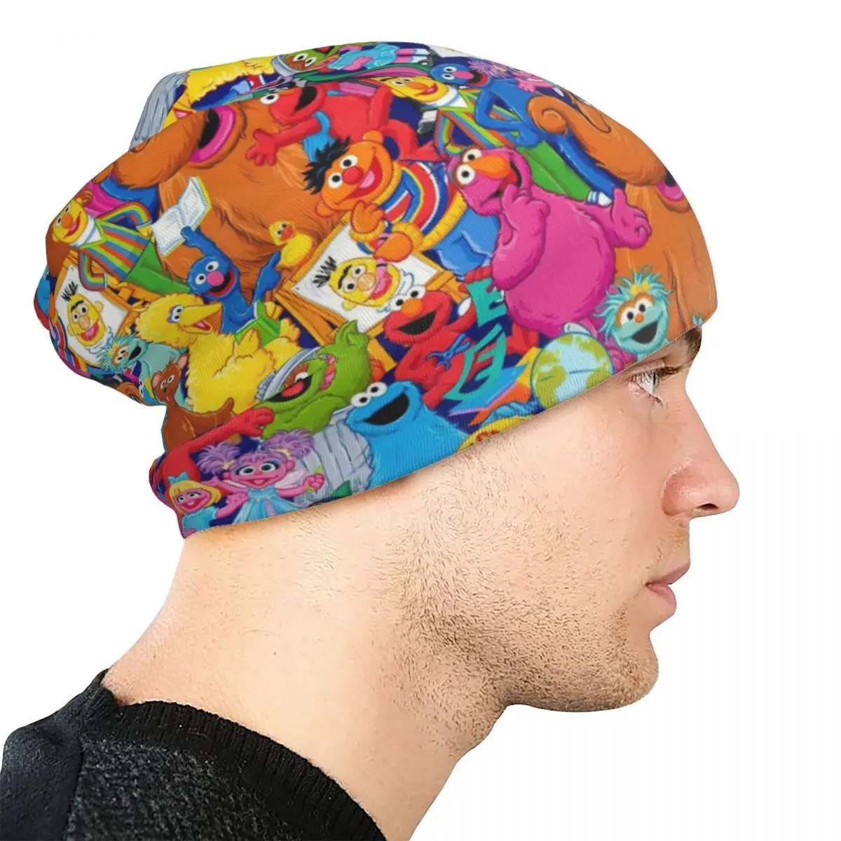 Sesamstraße Cartoon Motorhaube Hut Herbst Winter Outdoor Skullies Beanies Hüte Elmo Freunde für Männer Frauen Warme Dual-use-kappen