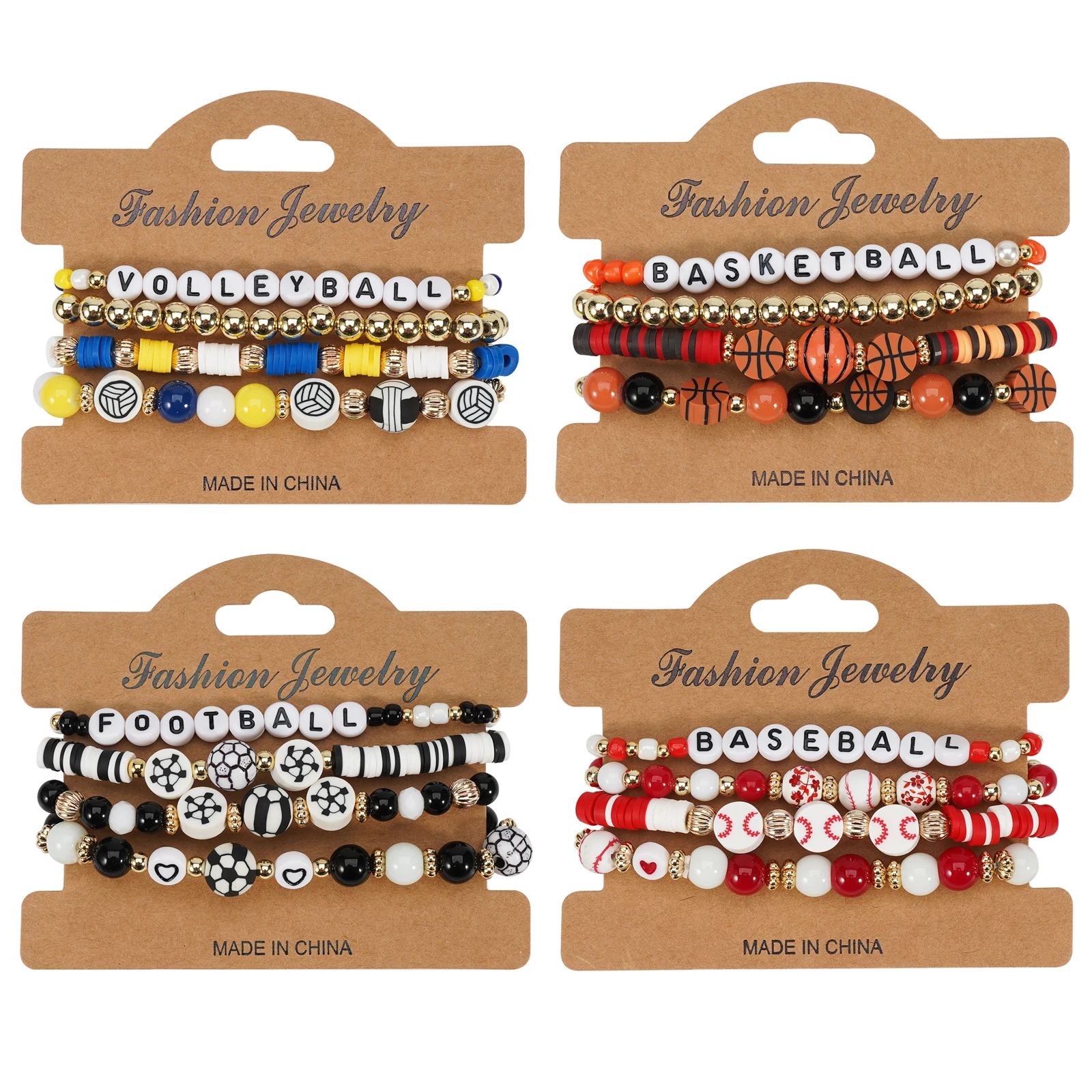 Sportarmband, Perlenarmband für Fußball, Basketball, Volleyball, Baseball – Team Spirit Handkette, Schmuck