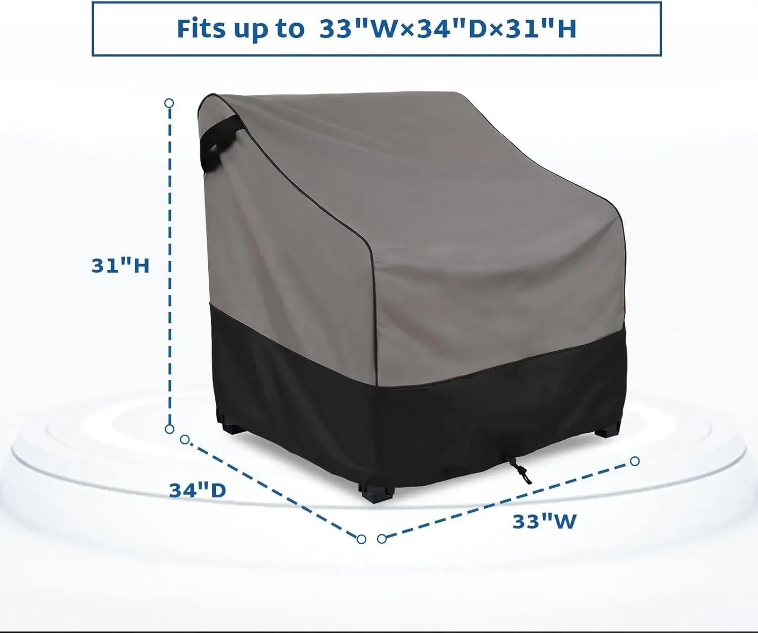 Patio Furniture Covers Waterproof for Outdoor Chairs , Heavy Duty Lawn Chair Covers 2 packs, Fits up to 33 W x 34 D x 31 H