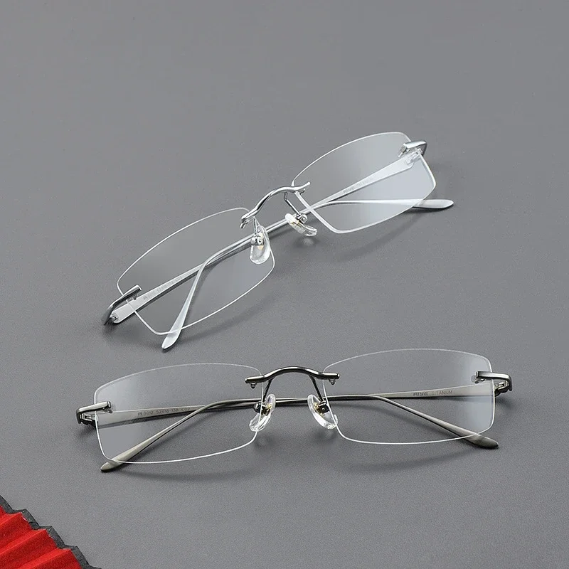 OLLYMURS Ultralight Fashion Business Premium Pure Titanium Eyeglasses Luxury Men's Optical Prescription Rimless Glasses  Eyewear