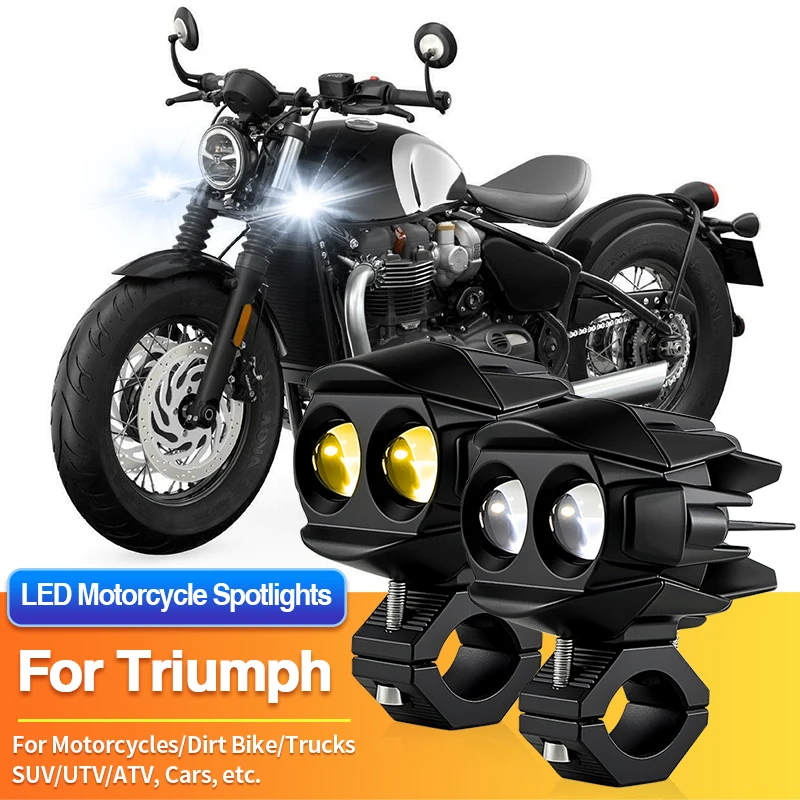

1 Set LED Universal Motorcycles Headlights 2-Color Fog Light UTV ATV 12V for Triumph Bonneville/Rocket 3/Scrambler 900/1200XE