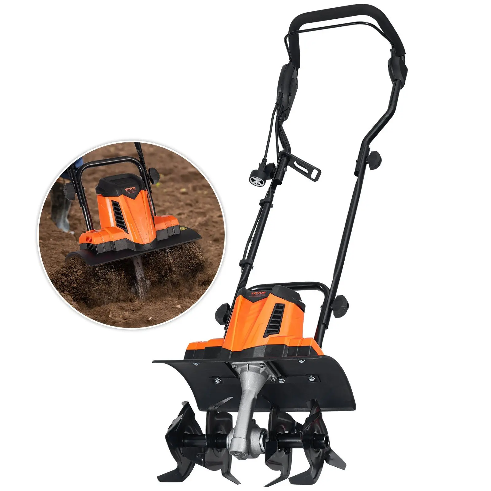 

10 Amp Electric Tiller – 14" Width, 3.94" Depth, Steel Tines for Garden & Lawn Soil Cultivating