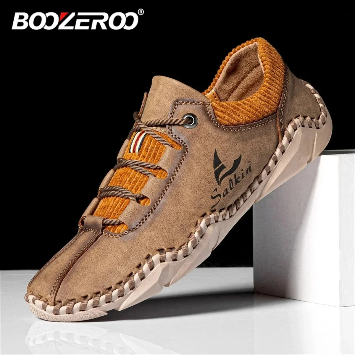 BOOZEROO Fashionable Handmade Sneaker Outdoor Casual Men's Shoes Comfortable Flats