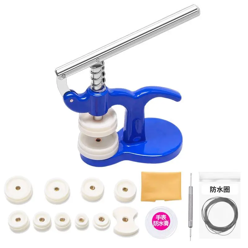 Strumento di riparazione dell'orologio Pressa per pressacavo dell'orologio Stampo per coperchio posteriore Set completo di batterie per riparazione orologi meccanici universali