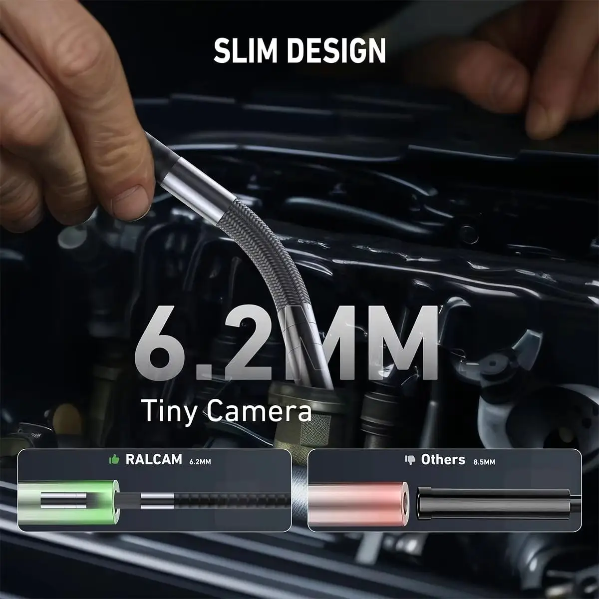 4 Way 6.2mm Lens 1080P Automotive Borescope 4.3